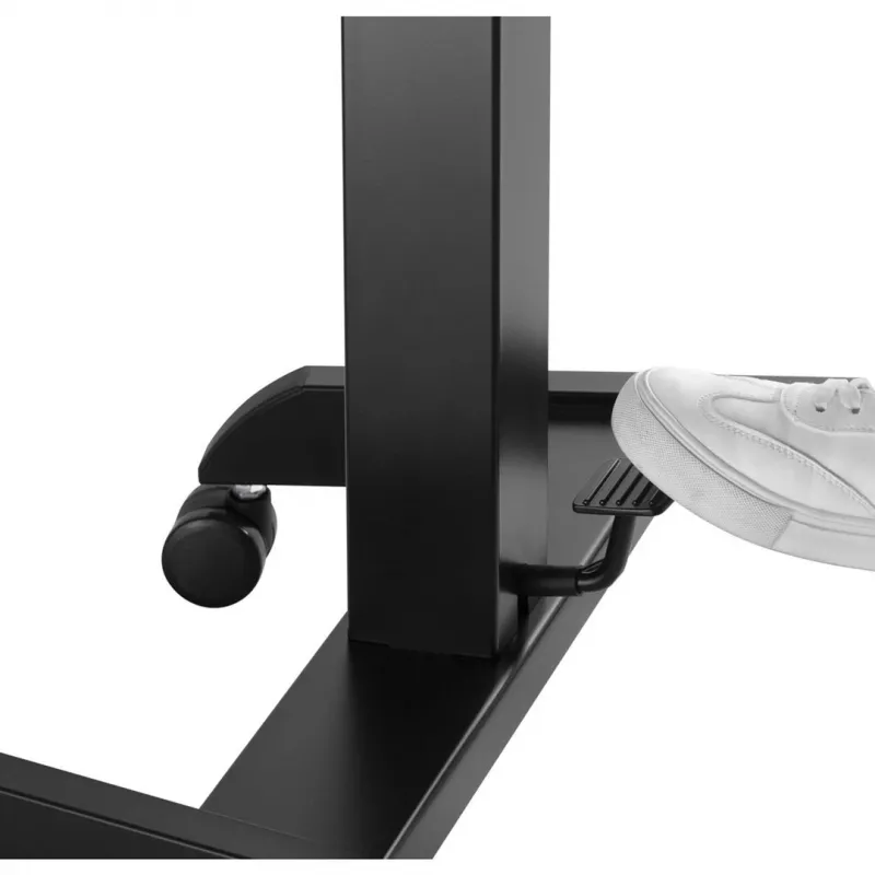 Mesa de computador portátil com rodas, secretária sentado-em pé ajustável em altura até máx. 113 cm, inclinação até 30 graus, Preto
