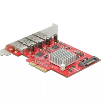 Placa Delock PCI Express x4 para 4 x USB SuperSpeed 10 Gbps externas (USB 3.2 Gen 2) conector fêmea USB Type-A - Adaptador USB - PCIe 3.0 x4 - USB 3.2 Gen 2 x 4 (90481)