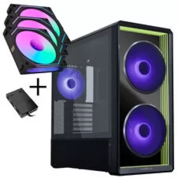 Conjunto de caixa de PC Lian Li LANCOOL 217 INF + 3 ventoinhas UNI FAN SL-INF 120 Reverse-Blade – preto