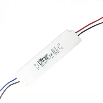 Driver LED MEAN WELL LPV-60-12, 60 W 12 V DC, entrada 90–264 V AC, branco, -30–70 °C