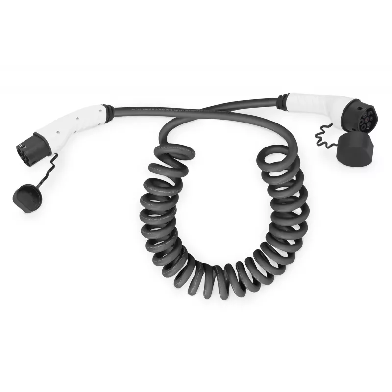 Cabo de carregamento EV em espiral Digitus 10 m Type 2 para Type 2 32 A 240 V