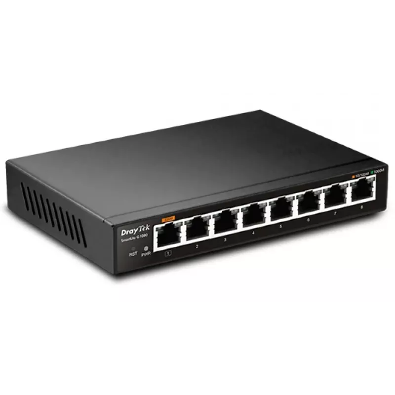 Switch gerido DrayTek VigorSwitch G1080 Gigabit de 8 portas