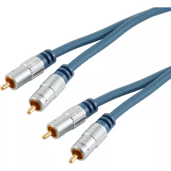 Cabo de áudio ShiverPeaks 40102-1MHQ — 2x RCA para 2x RCA, comprimento 1,0 m