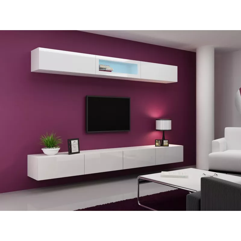 Cama conjunto de armários de sala VIGO 12 branco/branco brilhante