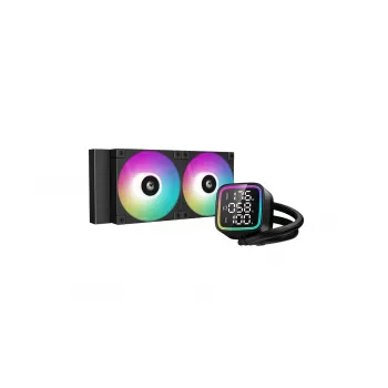 Refrigerador líquido All-in-One para CPU DeepCool R-LD240-BKDMMN-G-1 240mm RGB, 2 ventoinhas de 120mm, PWM, tubos de 41cm, radiador de alumínio