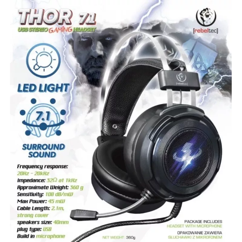 Auscultadores estéreo Rebeltec THOR RBLSLU00042