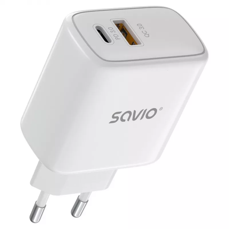 Carregador para dispositivos móveis Savio LA-12 Universal Branco AC Carregamento rápido Interior