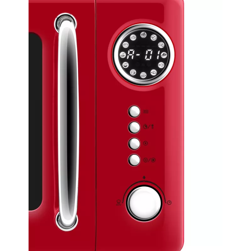 Micro-ondas de bancada ETA Storio Vermelho Solo – 20 L, 700 W, 5 níveis de potência, prato giratório de 245 mm