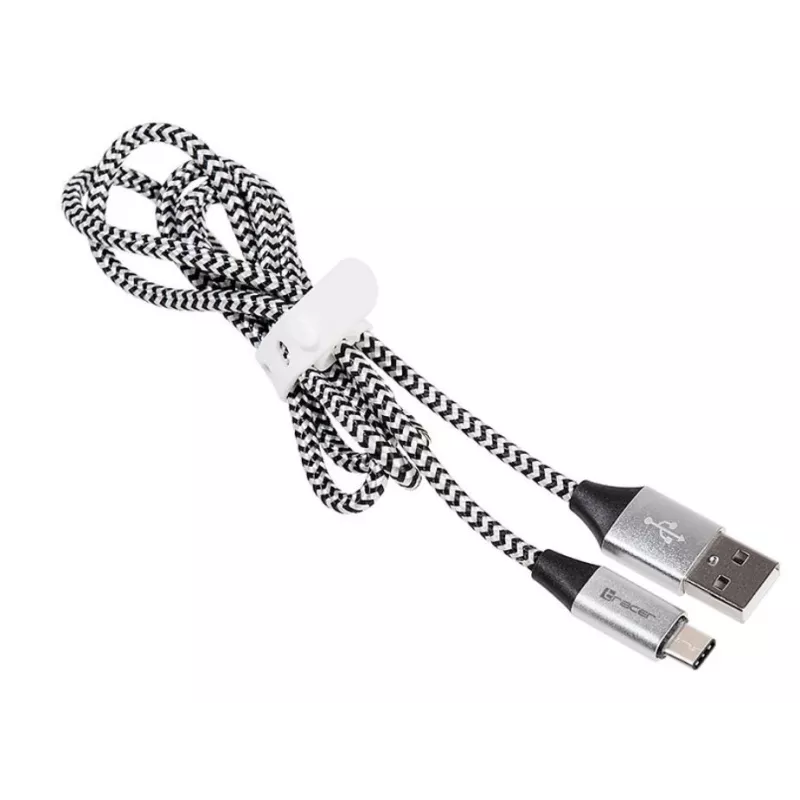 Cabo USB 2.0 Type-C macho - C macho 1,0 m preto-prateado