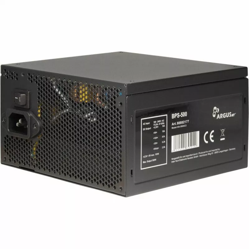 Fonte de alimentação Inter-Tech ArgusNT BPS-500 500 W 20+4 pin ATX ATX Preta