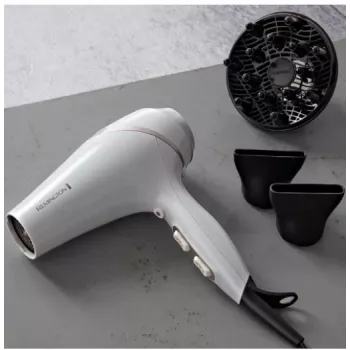 Secador de cabelo Remington AC8901 HYDRAlux 2300 W 3 níveis de temperatura Função iónica Difusor Branco