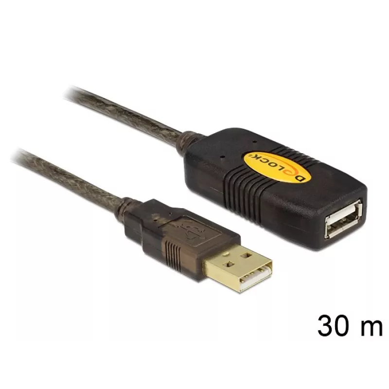 Cabo USB DeLOCK 30 m USB2.0 USB A preto