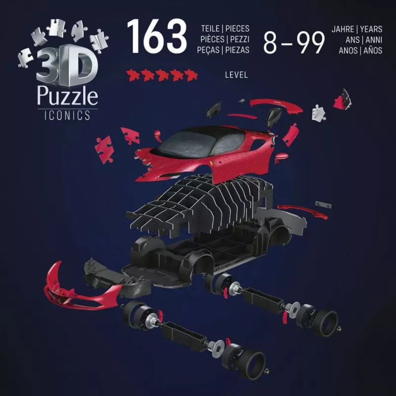 Puzzle 3D Ravensburger Iconics Ferrari SF90 Stradale – kit de montagem de modelo de colecionador