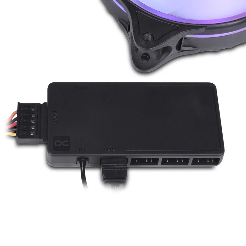 Alphacool Core 25669 splitter DRGB 11x de 3 pinos com conector de alimentação SATA, preto