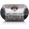 Rádio portátil com leitor de CD Lenco SCD-24TR — FM, saída de 4W, LCD, antena telescópica, alimentação por rede/pilhas, 6 pilhas C