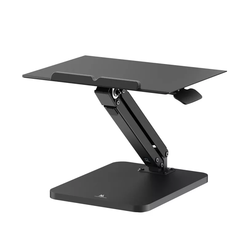 Suporte de secretária Maclean para monitor ou portátil, mola a gás, para trabalho sentado e de pé, preto, MC-493