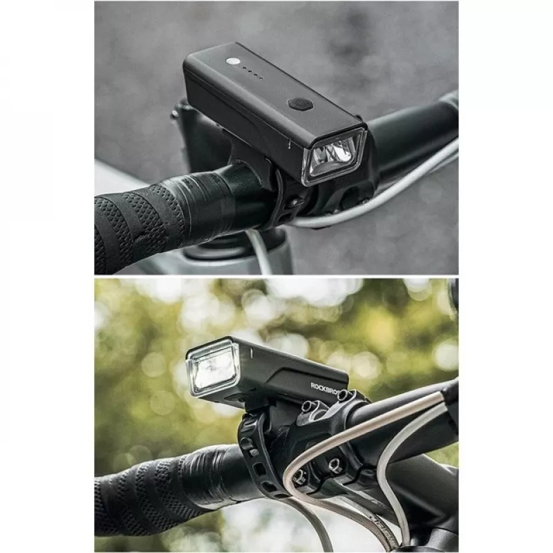 Rockbros luz de bicicleta + cabo USB-C - USB-A 260 lm preto