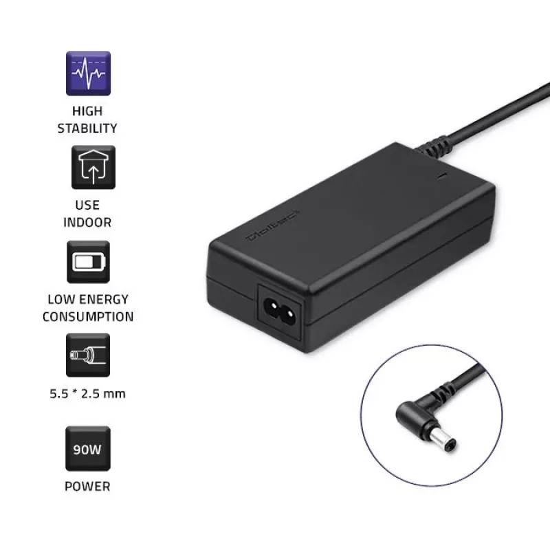 Fonte de alimentação Qoltec 50075.90W para ASUS | 90W | 19V | 4,9A | 5,5*2,5 | +cabo de alimentação