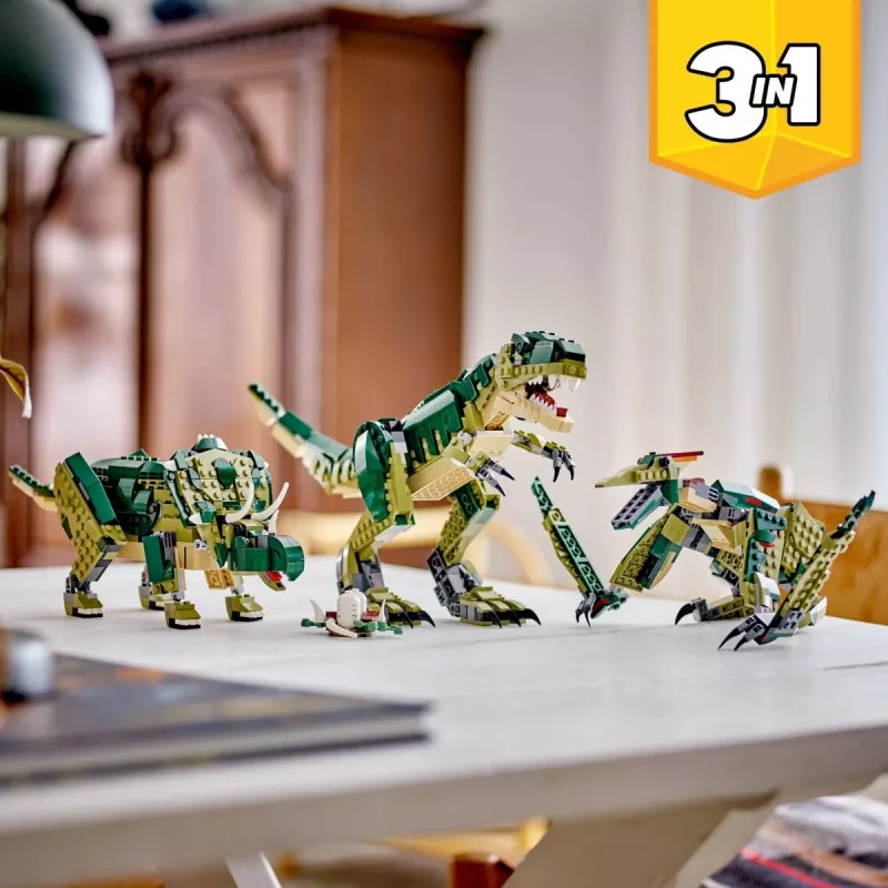 Brinquedo de construção LEGO Creator 3-em-1 T.Rex Conjunto de construção, 626 peças, 150 mm de altura, idade 9+