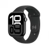 Apple Watch Series 10 GPS 46 mm caixa de alumínio em Jet Black com pulseira desportiva preta – M/L