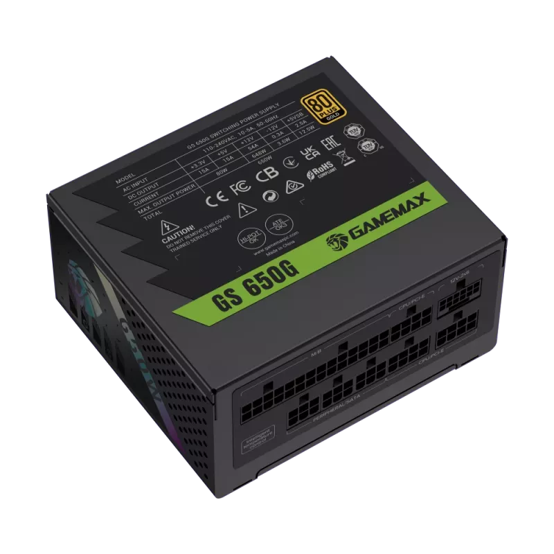 Fonte de alimentação Gamemax, 80 PLUS, Gold | GS 650G | 650 W
