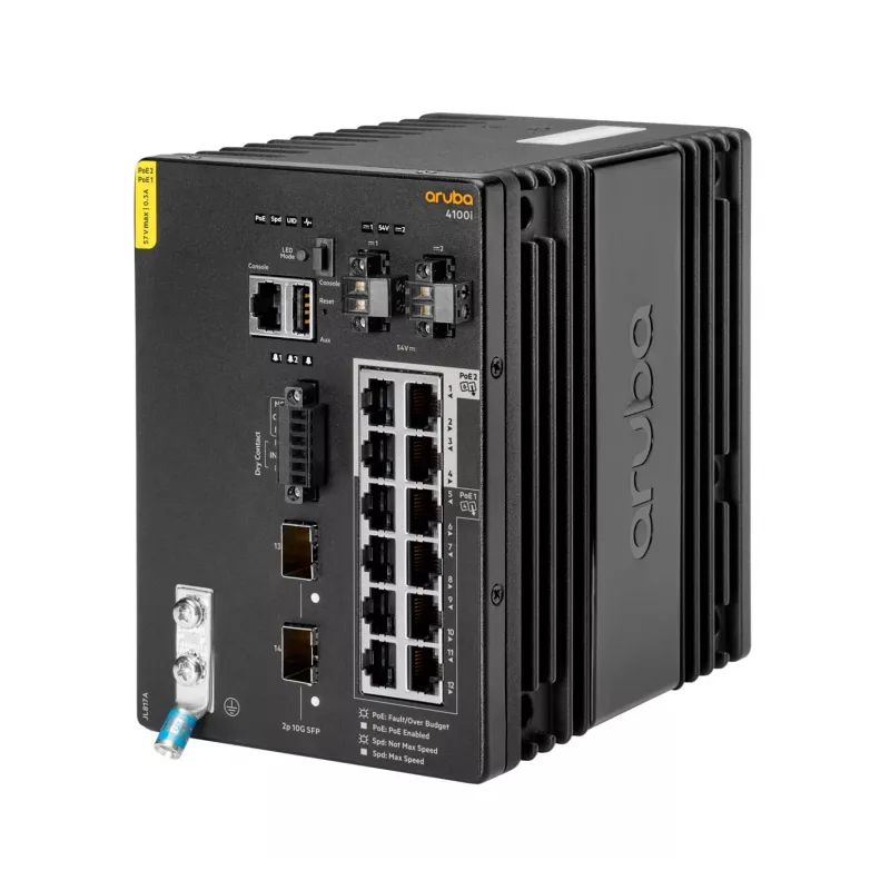 Hewlett Packard Enterprise HPE Aruba 4100i - Switch - 8 x 10/100/1000 (PoE Classe 4) + 4 x 10/100/1000 (PoE Classe 6) + 2 x SFP+ - montagem em calha DIN - PoE Classe 4 / PoE Classe