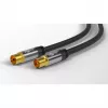 Cabo de antena de TV Goobay (tipo 135 dB), blindagem quádrupla, 5 m, preto – banhado a ouro, conector fêmea coaxial > ficha coaxial (70384)