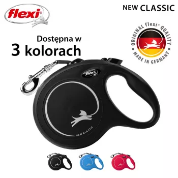 Trella Flexi New Classic L 5 m preta – trela, para raças grandes (25–45 kg), carga máx. 50 kg