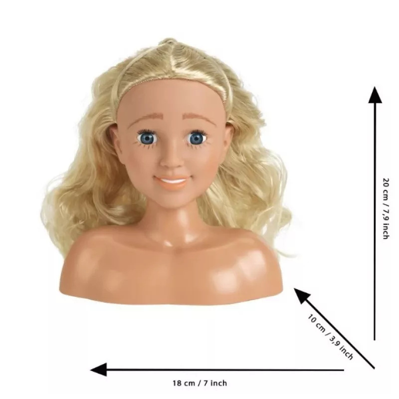 Cabeça de pentear e styling KLEIN Sara 5205 com características realistas – acessório de boneca para praticar penteados