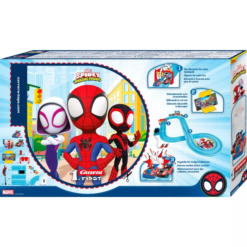 Conjunto de pista CARRERA 1First Spidey Go! Pista de carros 2,9 m de comprimento