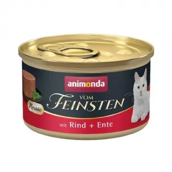 animonda Vom Feinsten Mousse com vaca e pato comida húmida para gatos 85 g