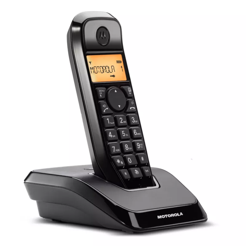 Telefone DECT Motorola S1201 – telefone sem fios, função mãos-livres, identificação de chamadas, agenda com 50 entradas, preto