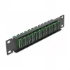 Patch panel de fibra ótica DeLOCK 10 polegadas 12 portas SC duplex verde 1U preto