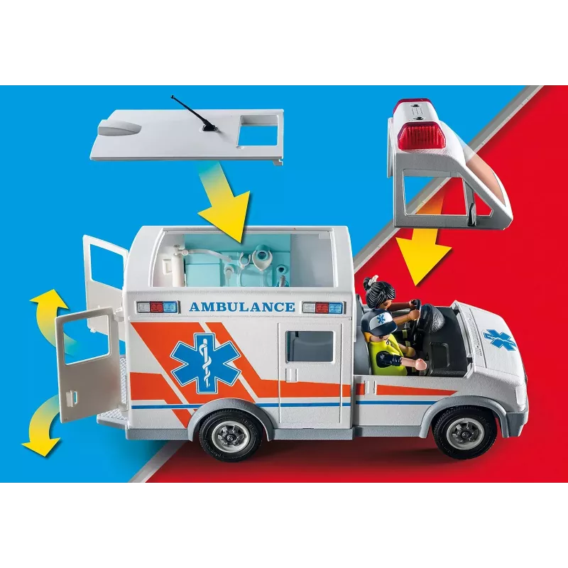 Ambulância de brincar PLAYMOBIL 71232 — multicolor, para 4–10 anos, pilha AAA