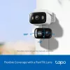 TP-Link Tapo C246D câmara de segurança de interior / exterior com lente dupla e rotação horizontal/vertical, 2K 3MP (2304×1296), grande angular de 125° + teleobjetiva de 6 mm, IP65, Wi-Fi, microSD até 512 GB