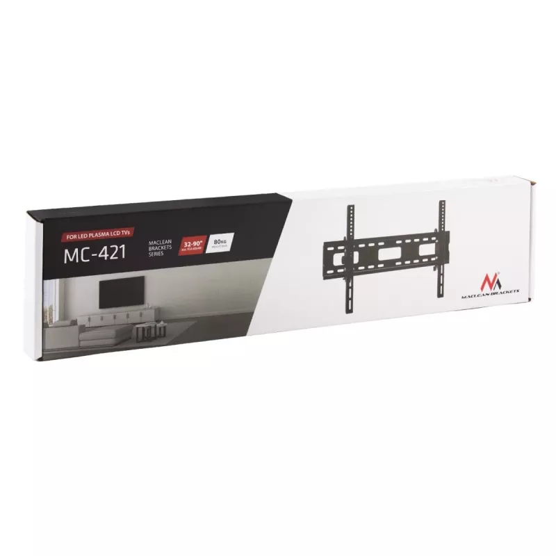 Suporte de parede para TV Maclean MC-421 32 -90 VESA 600x400 80kg inclinável universal ajustável nível de bolha acessórios plano fino