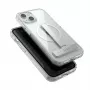 Capa protetora GUAN para Apple iPhone 16 Plus — Parte traseira em vidro temperado 10H com suporte integrado, transparente prateado