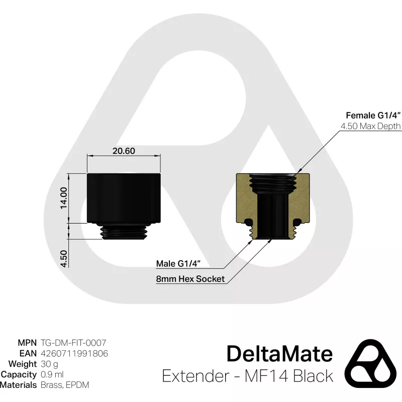 Extensor Thermal Grizzly DeltaMate - MF14 preto (TG-DM-FIT-0007)