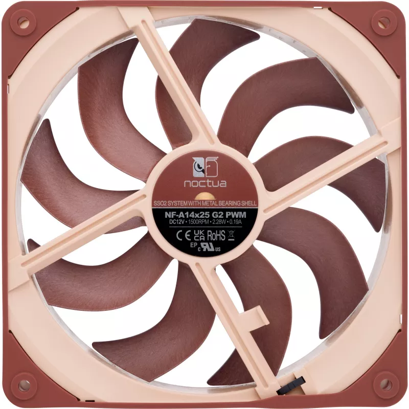 Ventoinha Noctua NF-A14x25 G2 PWM 140 mm 1500 rpm Rolamento SSO2 4-Pin-PWM Bege