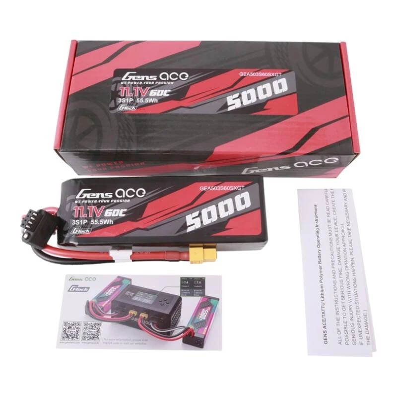 Bateria Gens ace G-Tech 5000mAh 11,1V 60C 3S1P Lipo com ficha XT60