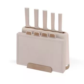Conjunto de facas com bloco Maestro MR-1412-BEIGE + conjunto de tábuas de corte bege