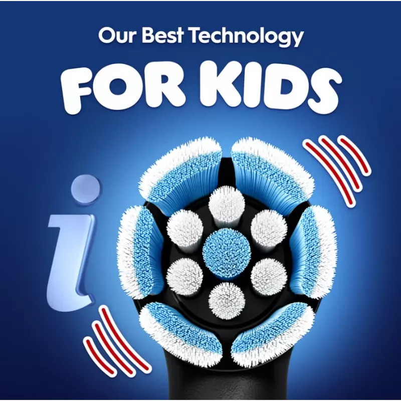 Escova de dentes elétrica BRAUN Oral‑B iO Kids Marvel Spiderman — recarregável, 3 modos, temporizador musical de 2 minutos, estojo de viagem, 1 cabeça de escova, iões de lítio