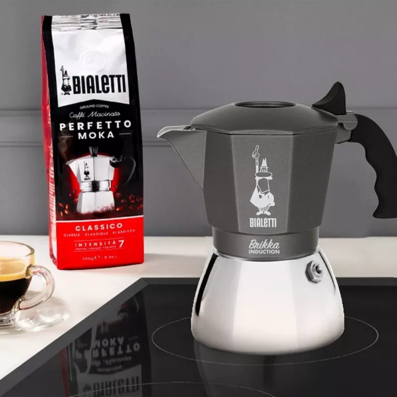 Máquina de café BIALETTI BRIKKA INDUCTION 4TZ 180 ml antracite, prateado