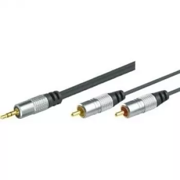 Cabo de áudio profissional Shiverpeaks, alta qualidade, 1x jack estéreo 3,5 mm para 2x fichas RCA, 1,5 m (499601015H)