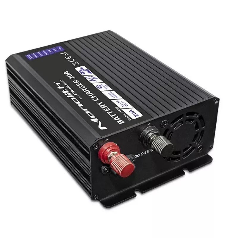 Carregador QOLTEC Monolith 20 A 12 V para baterias LiFePO4, AGM, GEL, SLA