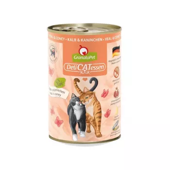 GRANATAPET DeliCATessen Vitela e coelho - Comida húmida para gatos - 400g