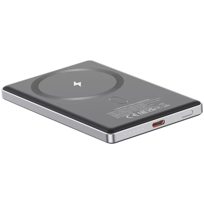 Canyon OnPower 505 - Powerbank - 5.000 mAh - entrada USB-C - saída USB-C PD 20W + Wireless Magnet 1