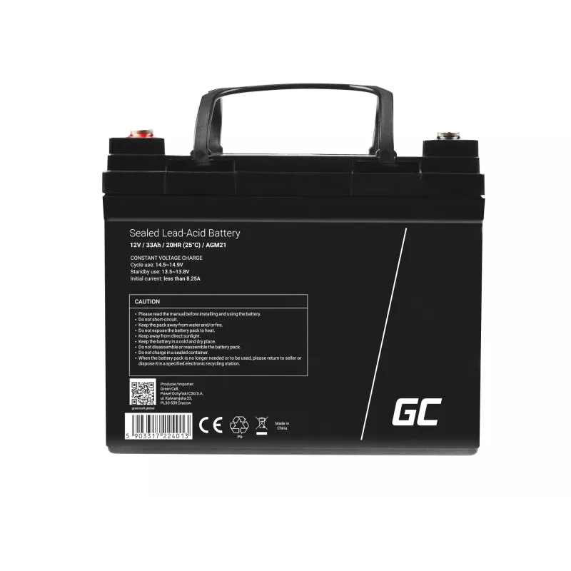 Bateria UPS Green Cell AGM21, chumbo-ácido selado (VRLA), 12 V, 33 Ah