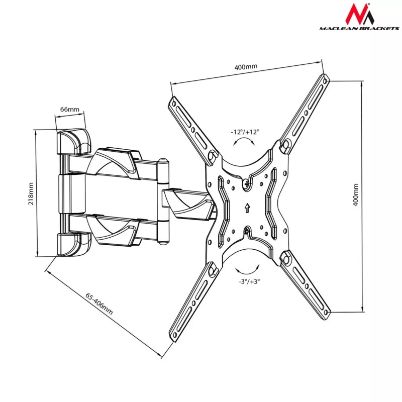 Maclean Mc-743 - Suporte Vesa para monitor/TV, 13-50 preto, 30 kg