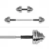 Conjunto de halteres ajustáveis em ferro fundido com acabamento cromado 30 kg em mala com barra de haltere da Rebel Active